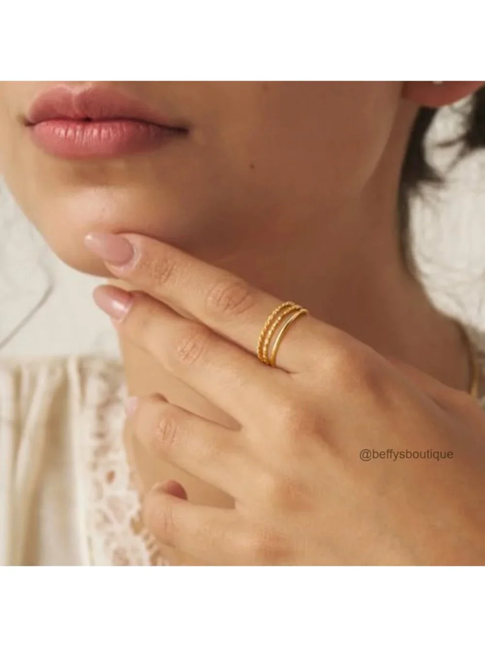 14K Gold Plated Stackable Thin Rings Set for Women Waterproof Non Tarnish